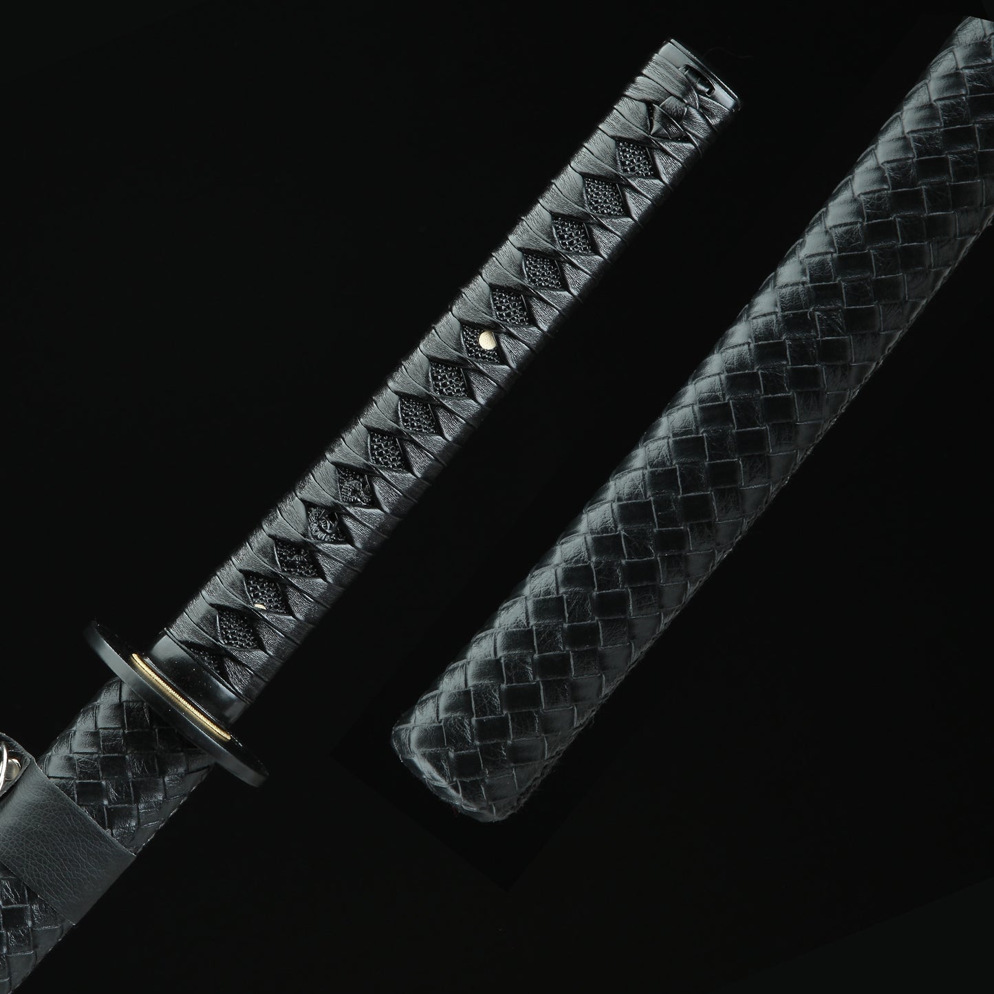 Obsidian Katana _ Handmade Japanese Obsidian Katana With Black Blade And Strap