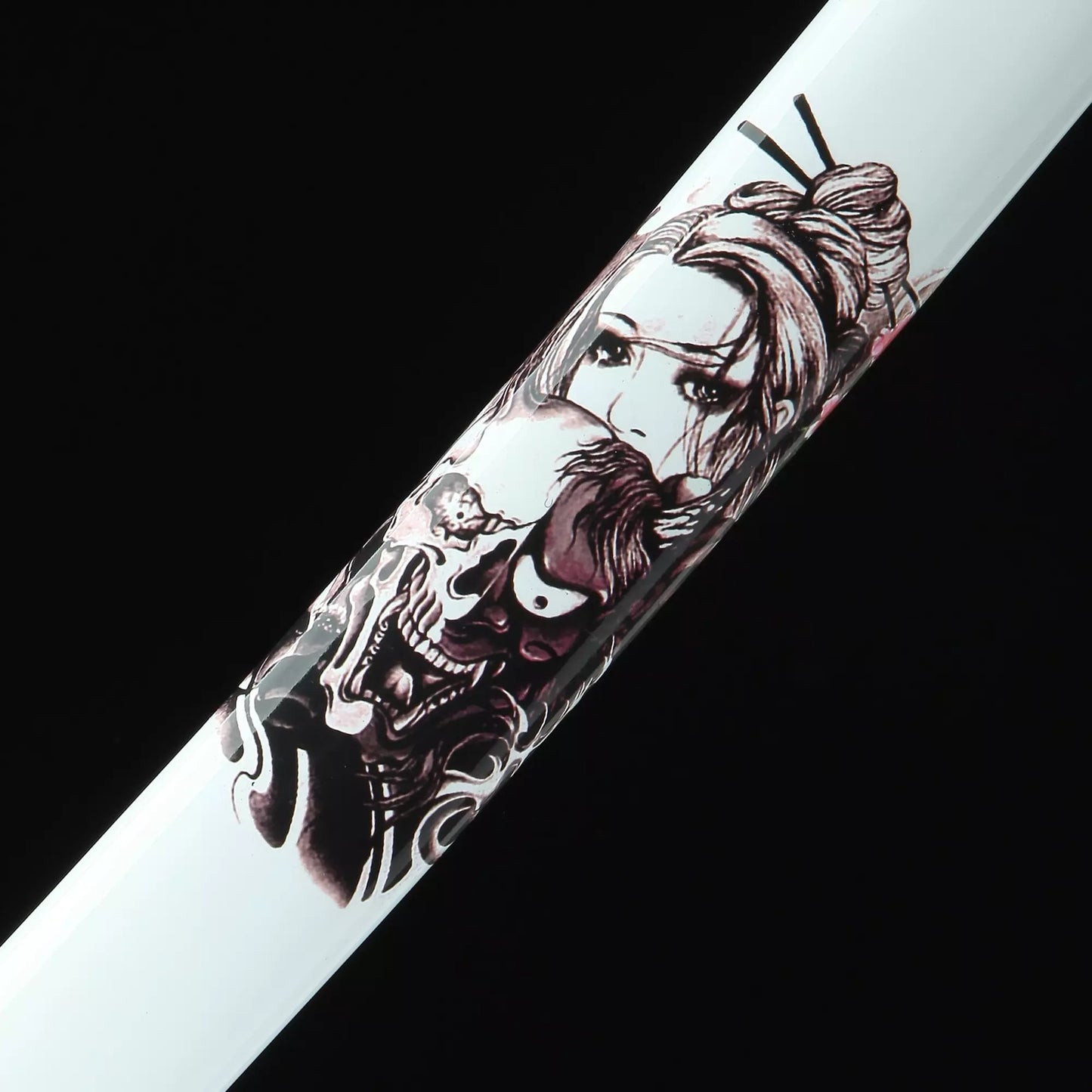 White Katana _ Handmade Japanese Katana Sword T10 Folded Clay Tempered Steel With White Scabbard