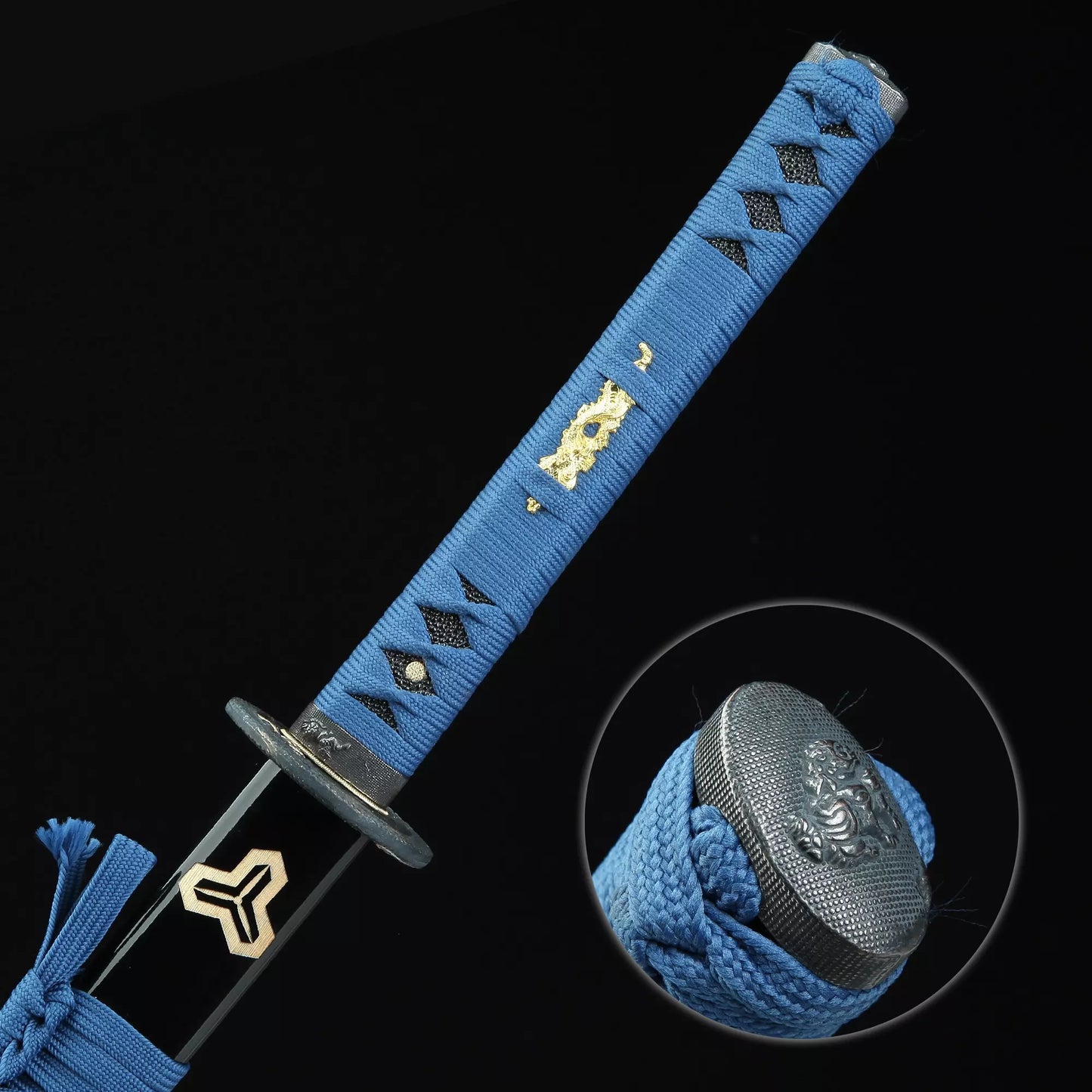 Katana Sword _ Handmade Japanese Katana Sword 1060 Carbon Steel With Blue Blade