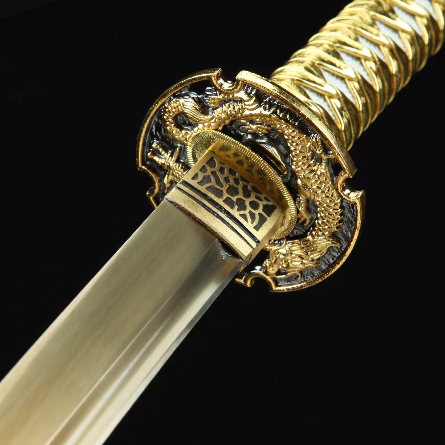 Golden Dragon Samurai Sword - High Manganese Steel, Ornate Tanto Blade Design(Hundreds of copies sold across all platforms, over 50 positive reviews)
