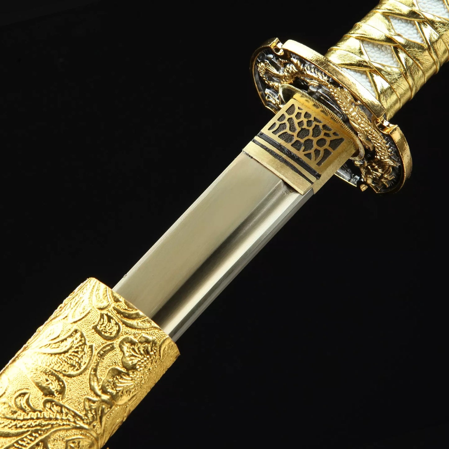 Golden Dragon Samurai Sword - High Manganese Steel, Ornate Tanto Blade Design(Hundreds of copies sold across all platforms, over 50 positive reviews)
