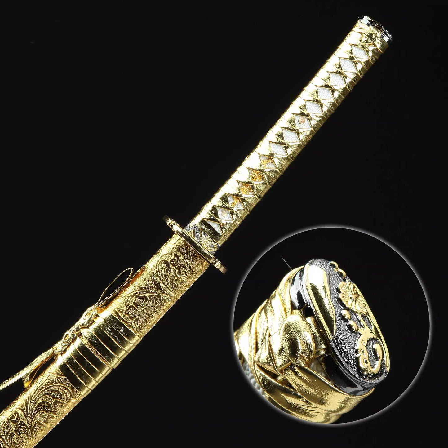 Golden Dragon Samurai Sword - High Manganese Steel, Ornate Tanto Blade Design(Hundreds of copies sold across all platforms, over 50 positive reviews)