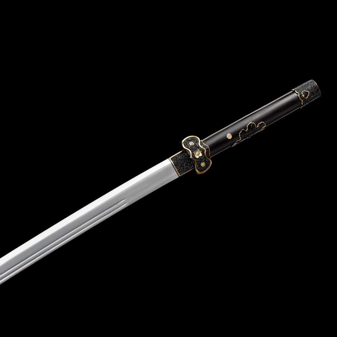 Black Gold Embroidered Spring Knife ~ Falling Shadow (SHARP)