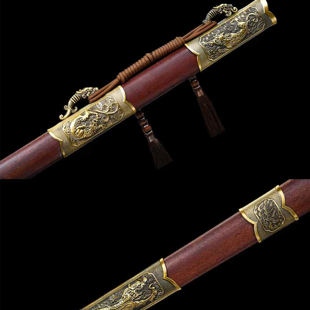 Ring-handled Knife ~ Linyuan With Pattern Steel Blade