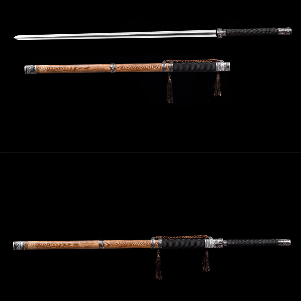 Handcrafted Full Tang Chinese Sword Two-handed Sword Wolong With Patterned Steel Blade