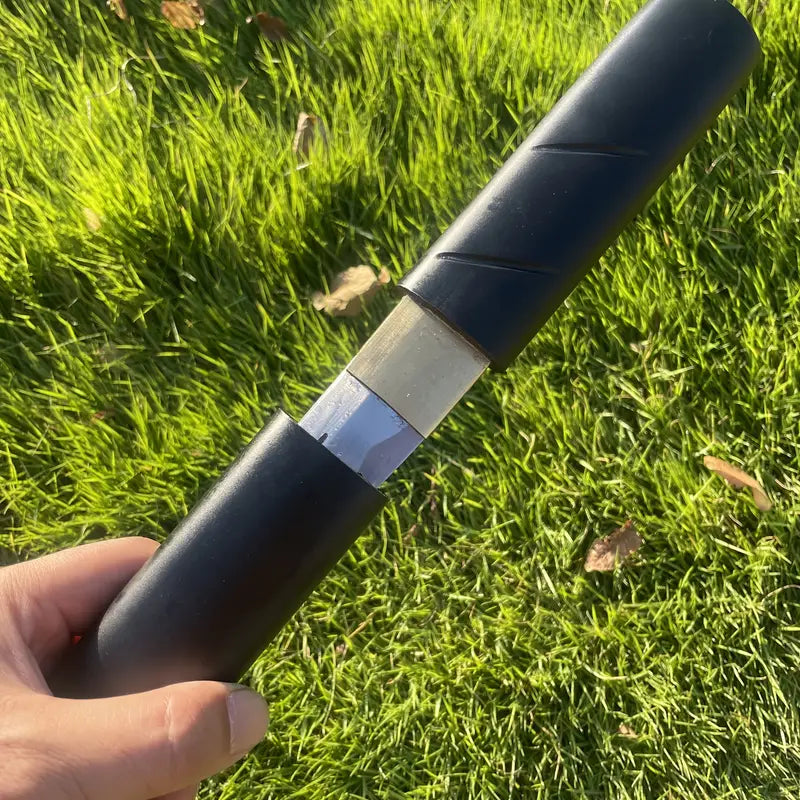 Zatoichi-Inspired 11" High Manganese Steel Tanto with Black Handle & Sheath