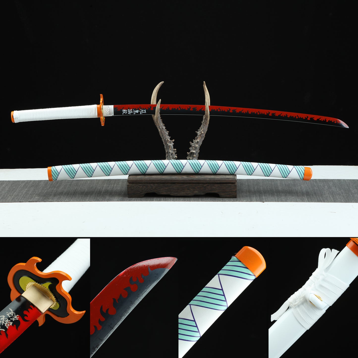1:1 Replica Kyojuro Rengoku Worn Katana With Upgraded leather sheath