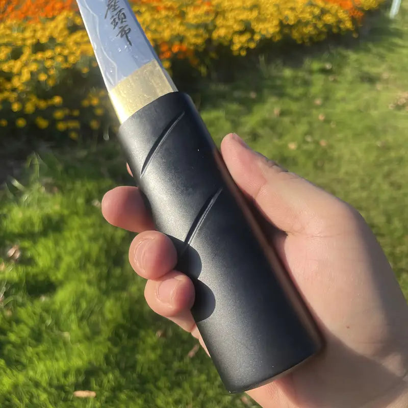 Zatoichi-Inspired 11" High Manganese Steel Tanto with Black Handle & Sheath