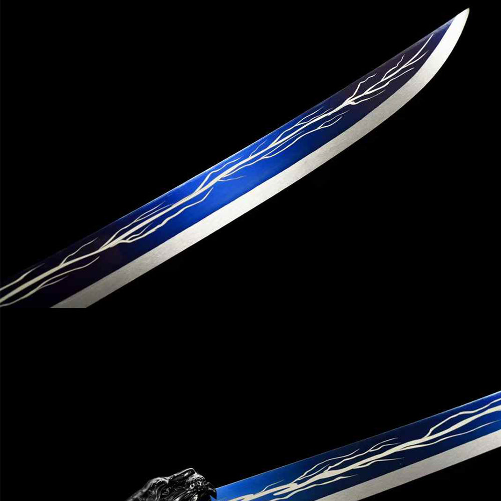 Handcrafted Full Tang Sword Embroidered Spring Knife ~ Thunder