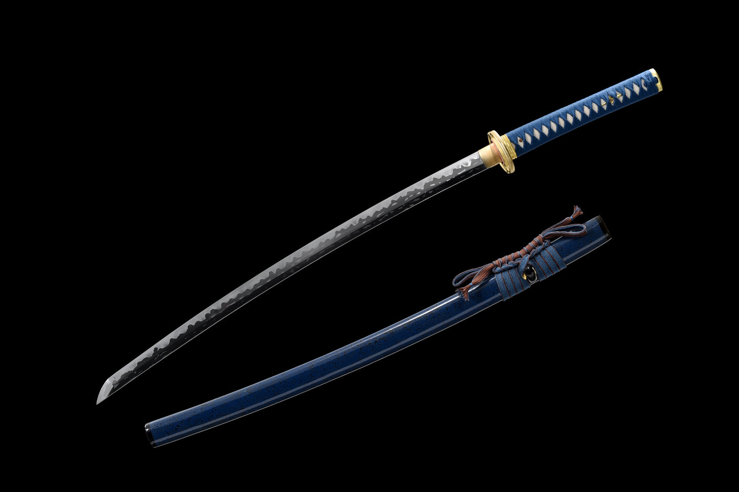 Blue Scabbard Gold-Plated Guard Musashi Katana (Custom-made products: Delivery within 30 days.)