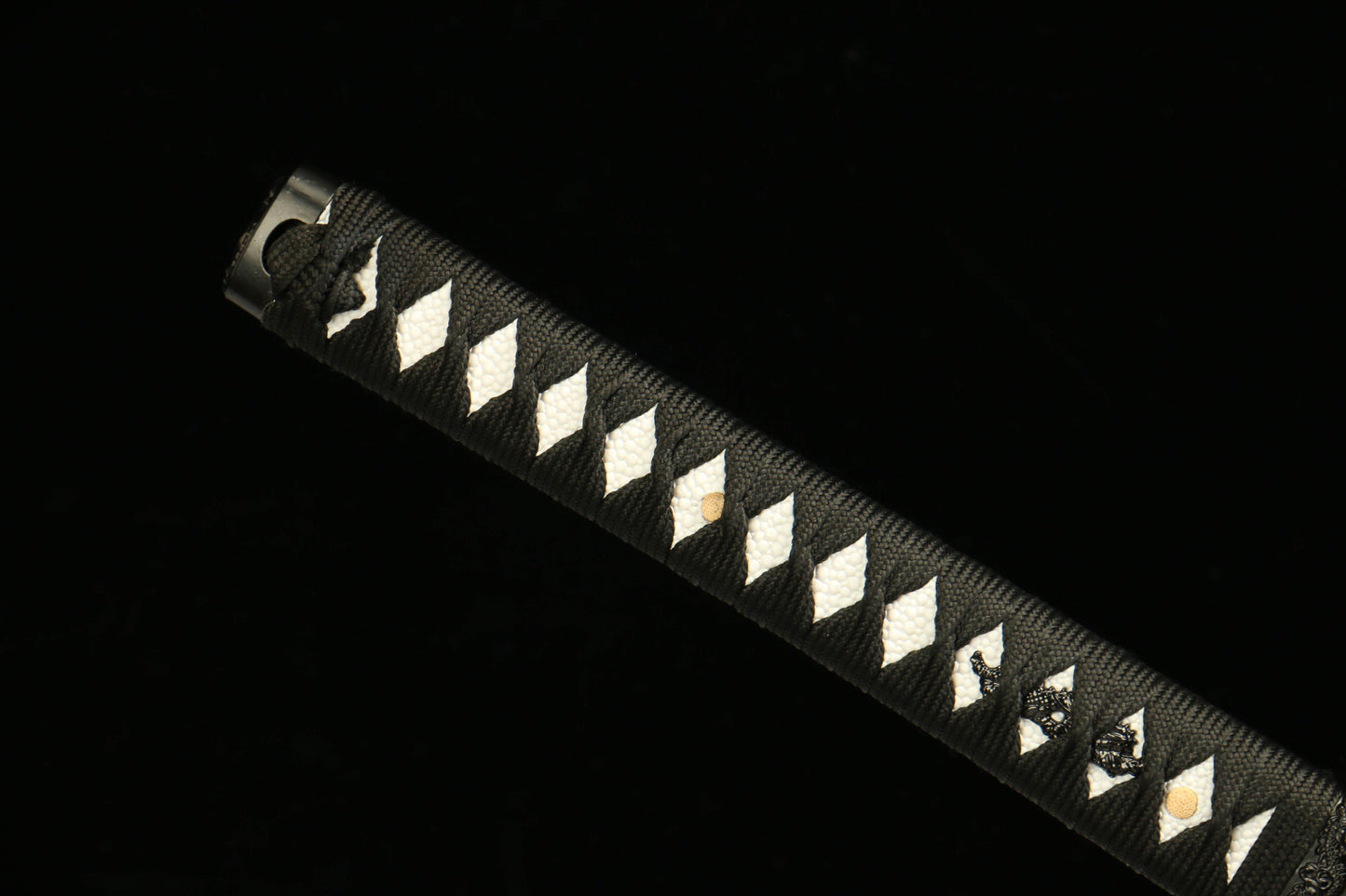 T10 High-Carbon Steel Golden Blade Katana with Black Fuchi and Golden Lacquered Scabbard