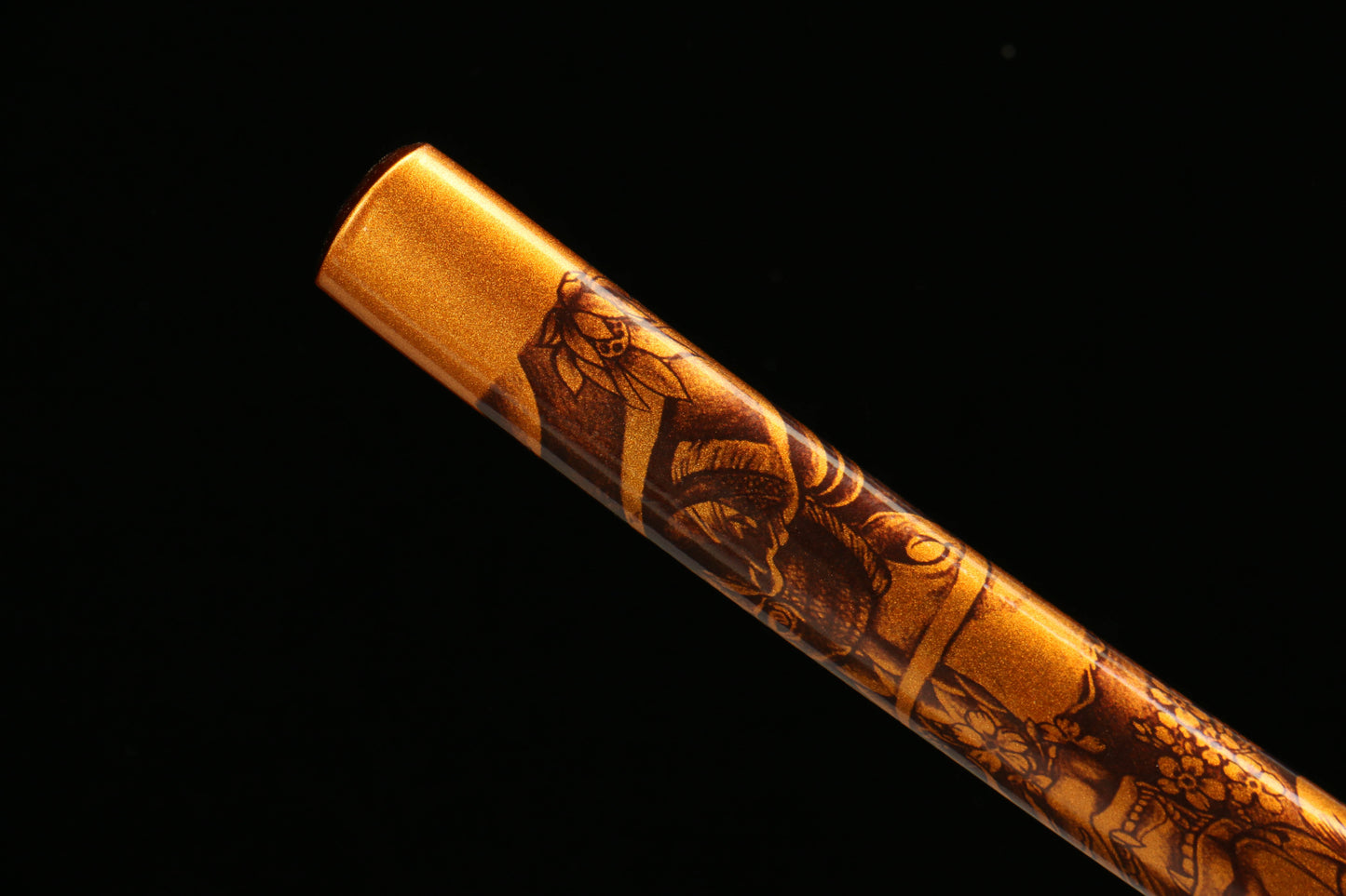 T10 High-Carbon Steel Golden Blade Katana with Black Fuchi and Golden Lacquered Scabbard