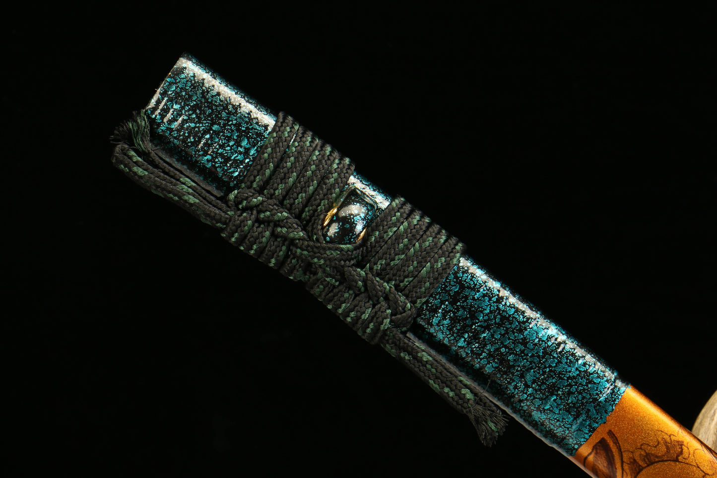 T10 High-Carbon Steel Golden Blade Katana with Black Fuchi and Golden Lacquered Scabbard