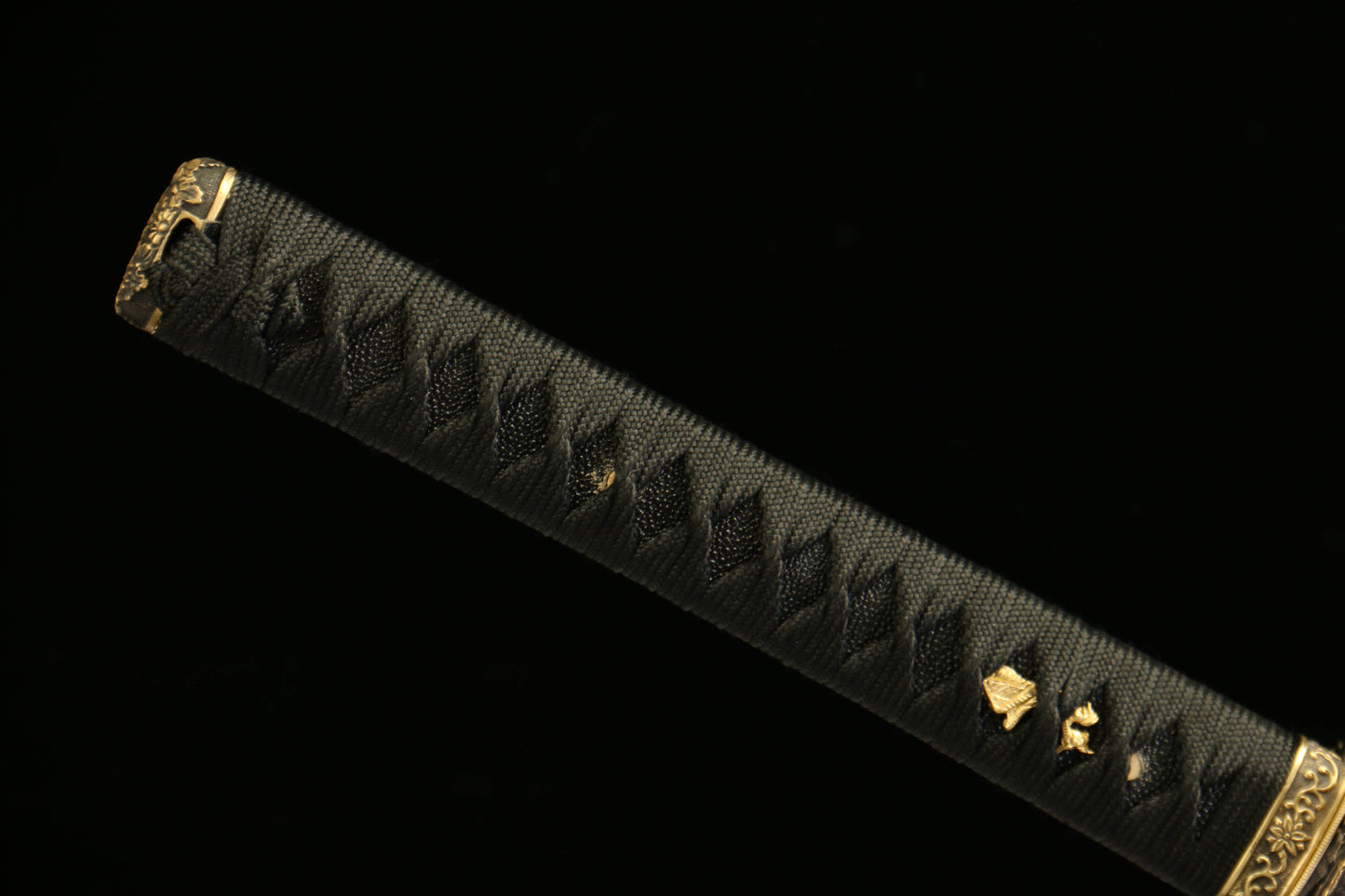 T10 Tool Steel Clay Tempered Katana with Brass Fittings and Black Lacquered Scabbard