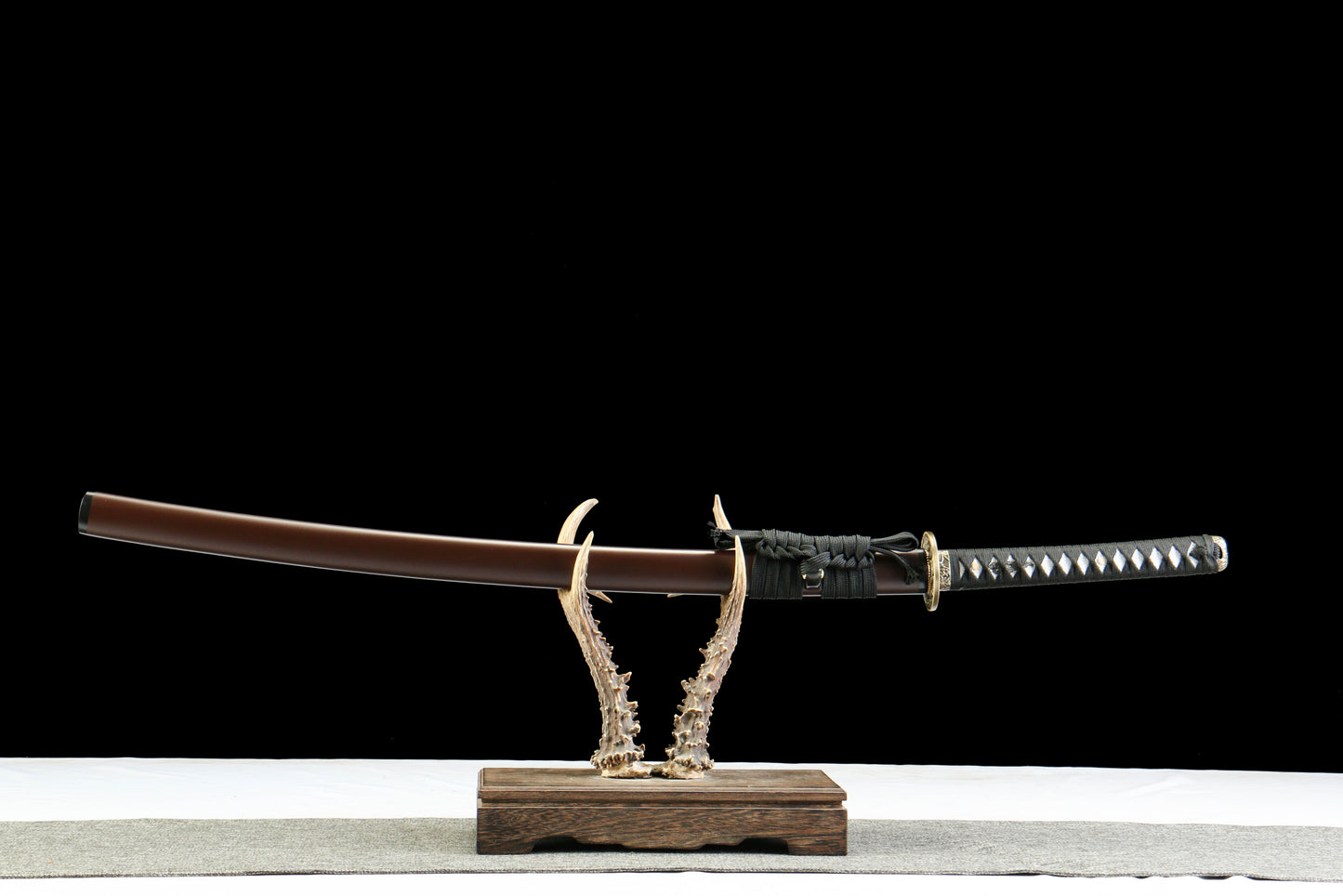Yarin Katana with 1065 Carbon Steel Blade, Ebony Wood Saya, Oil Quenched and Tempered