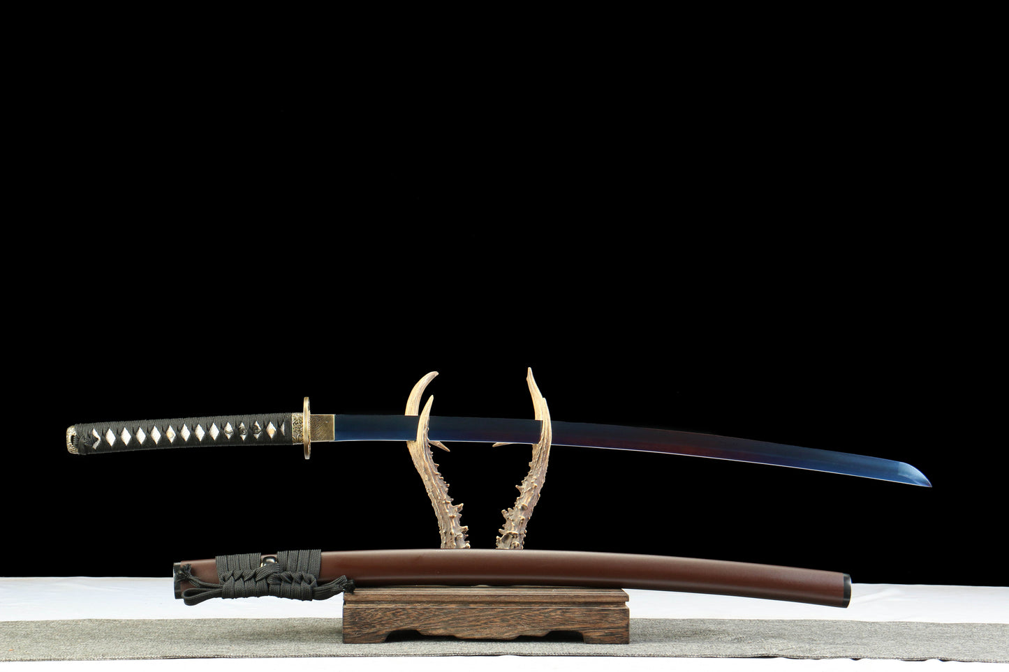 Yarin Katana with 1065 Carbon Steel Blade, Ebony Wood Saya, Oil Quenched and Tempered