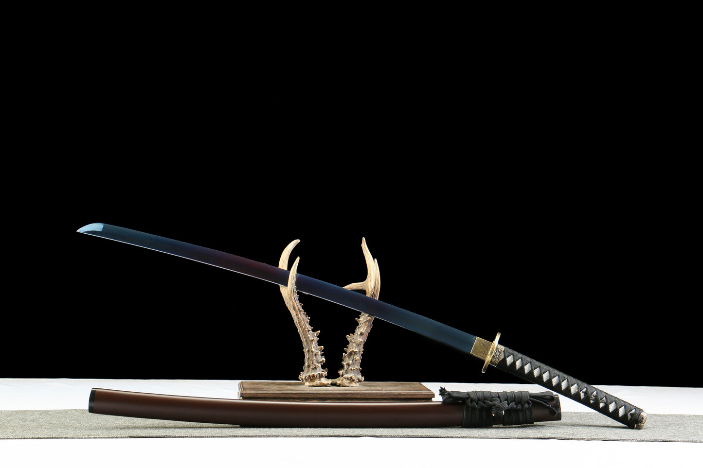 Yarin Katana with 1065 Carbon Steel Blade, Ebony Wood Saya, Oil Quenched and Tempered