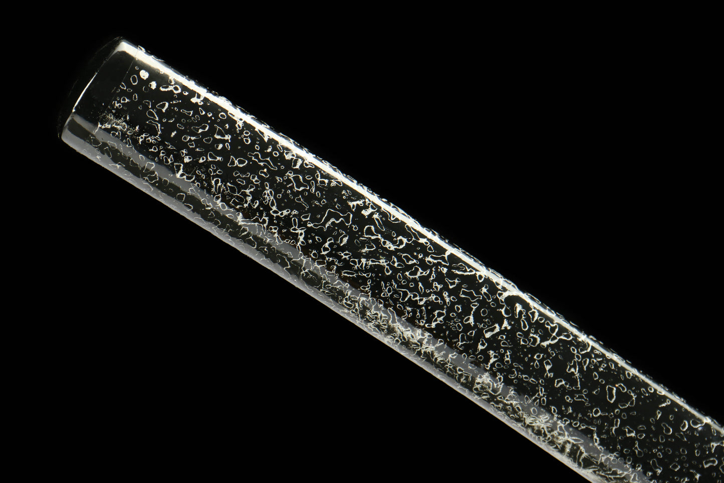 Demon Pattern Katana with Blackened Design and Black Lacquer Saya