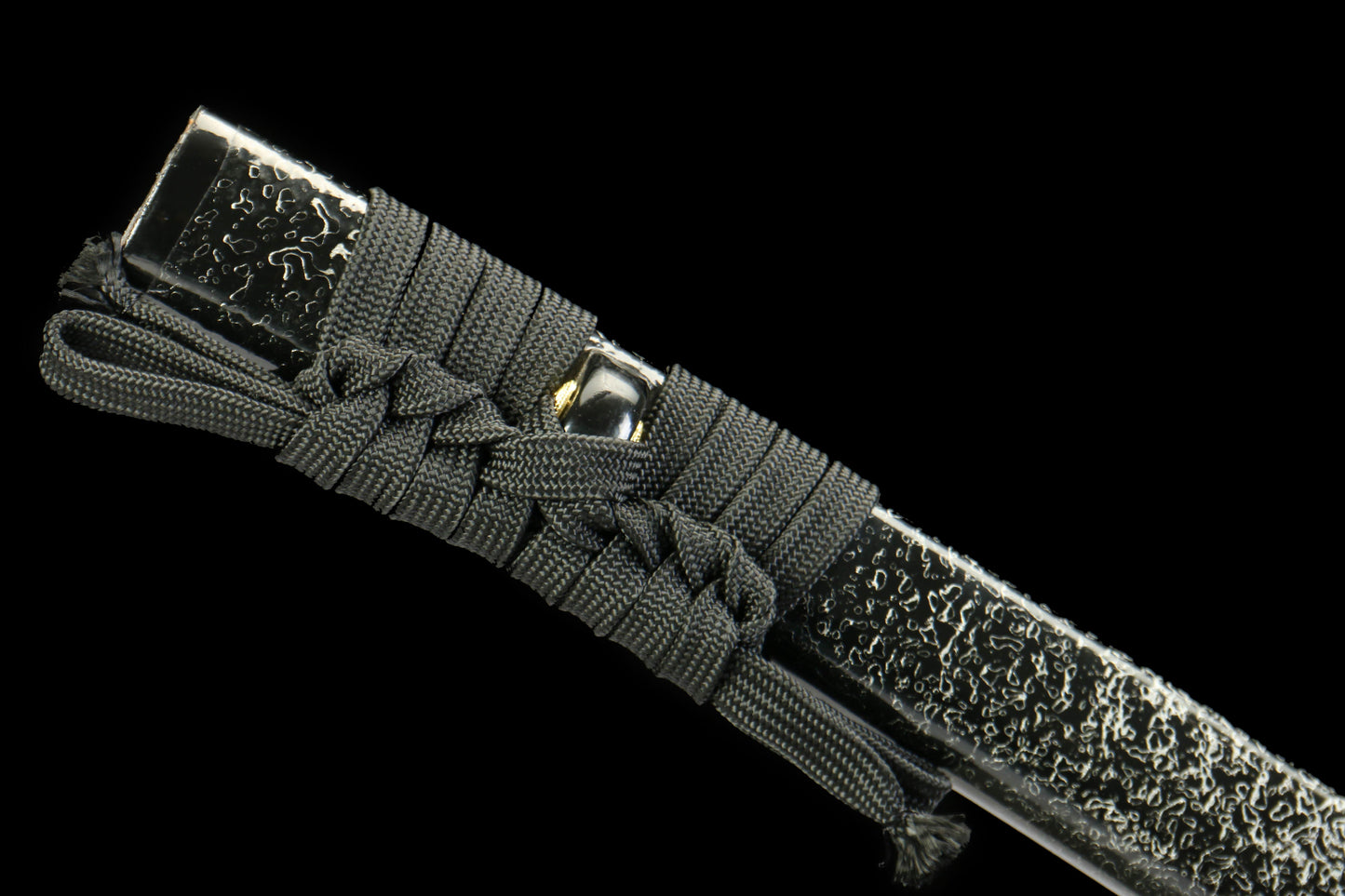 Demon Pattern Katana with Blackened Design and Black Lacquer Saya