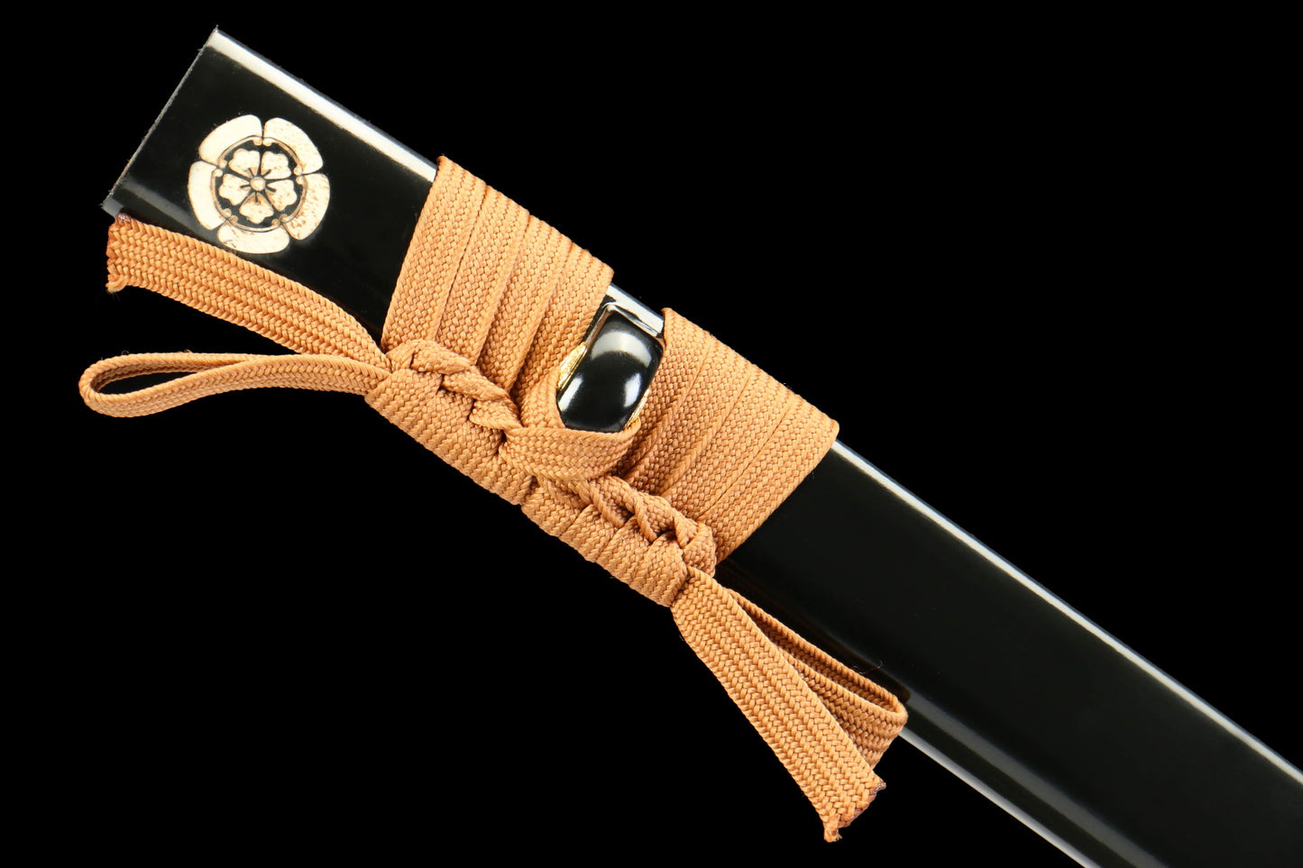 Nocturnal Spirit Katana with Blackened 1045 Carbon Steel Blade, Ebony Wood Saya, Oil Quenched and Tempered