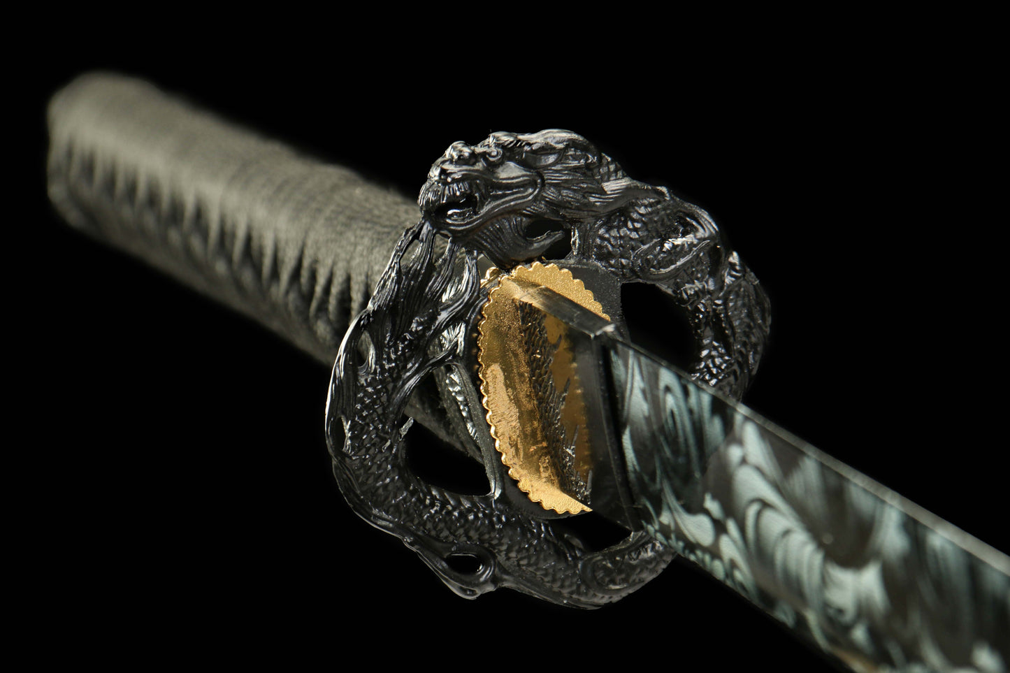 Annihilation Katana with 1065 Carbon Steel Blade, Ebony Wood Saya, Oil Quenched and Tempered