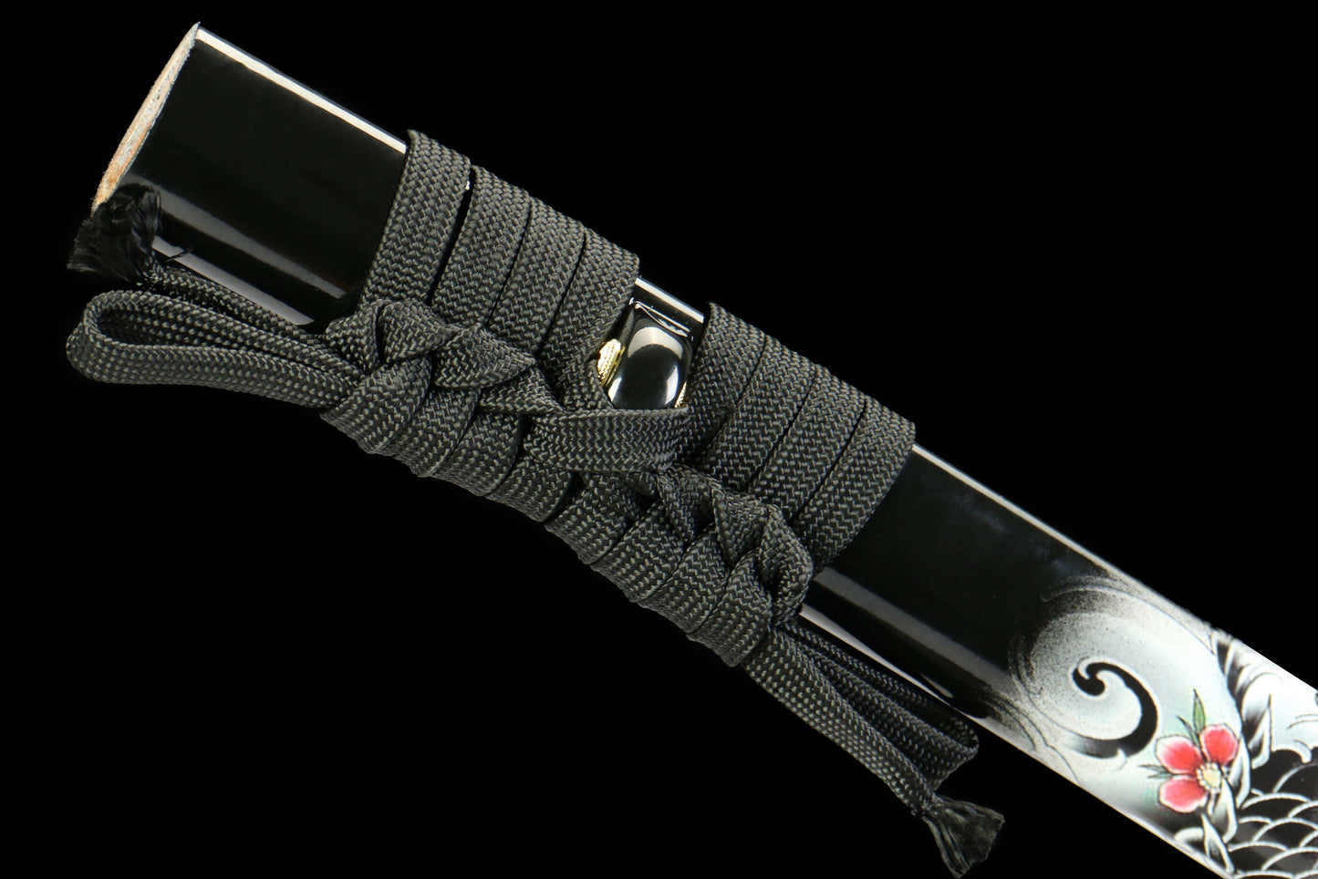 Annihilation Katana with 1065 Carbon Steel Blade, Ebony Wood Saya, Oil Quenched and Tempered