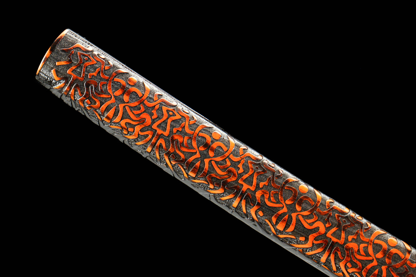 Shadow Warrior Katana | 72cm Damascus Pattern Steel Blade with Handcrafted Stonewashed Finish, Oil Quenched & Tempered