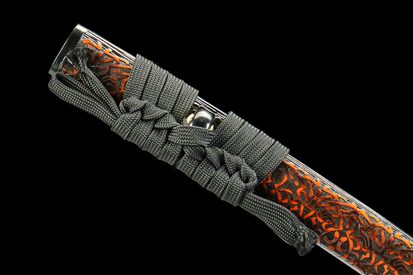 Shadow Warrior Katana | 72cm Damascus Pattern Steel Blade with Handcrafted Stonewashed Finish, Oil Quenched & Tempered