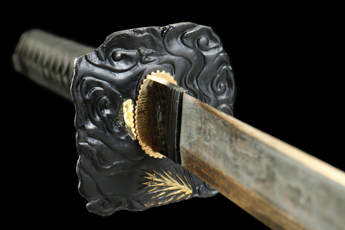Hengmong Demon Katana with Vintage 1095 Carbon Steel Blade, Ebony Wood Saya, Oil Quenched and Tempered