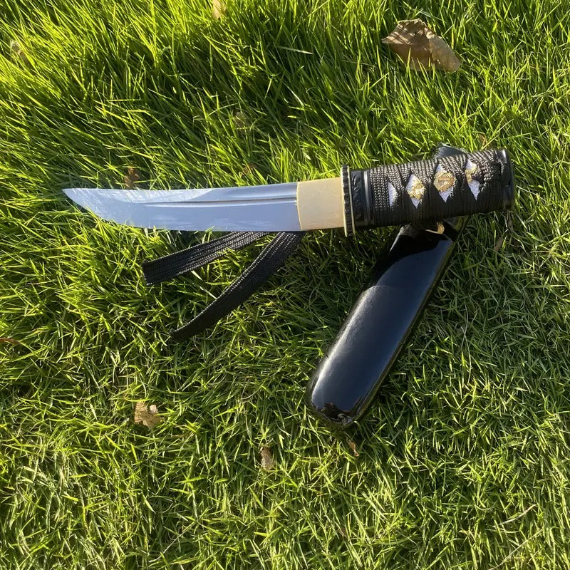 28cm/11.02in High Manganese Steel Copper Set Of Tanto with Black Scabbard And Black Handle