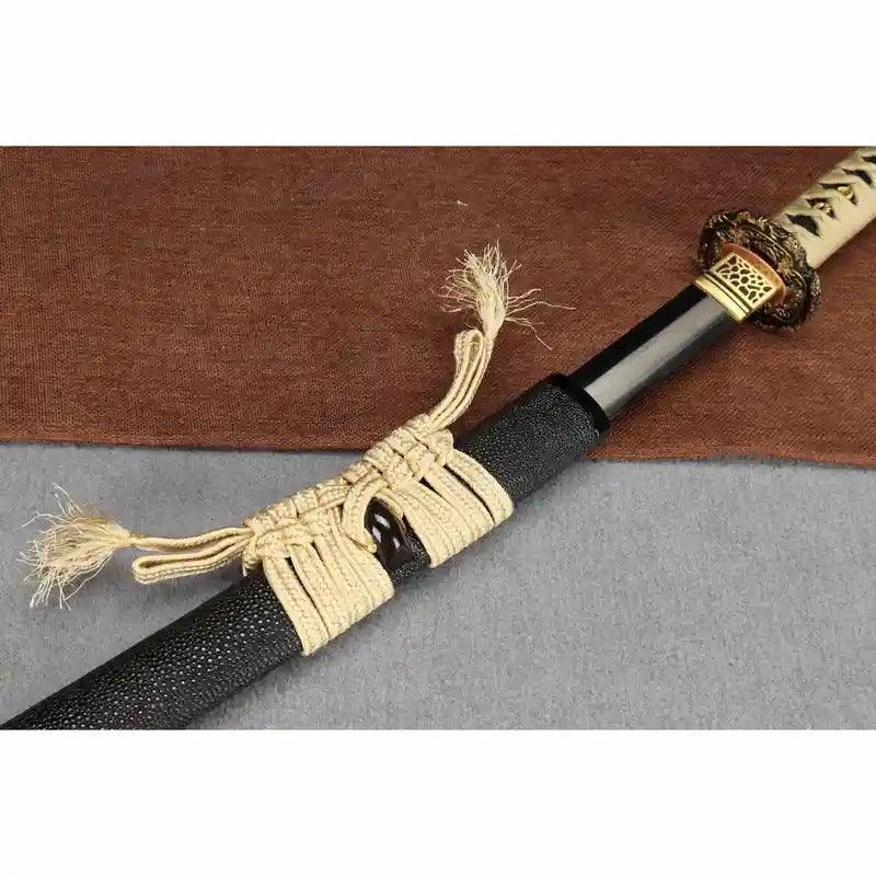 103cm/40.55 Inch Authentic Hand Forged Fish Skin Pattern Steel Covered Earth Burning Blade Hand Sharpened First-class Cloud