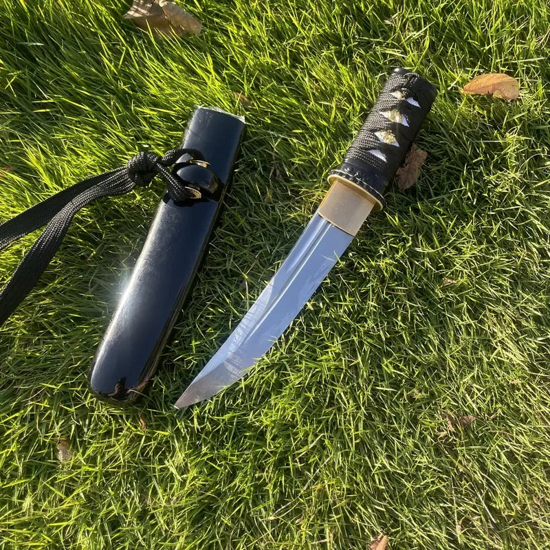 28cm/11.02in High Manganese Steel Copper Set Of Tanto with Black Scabbard And Black Handle