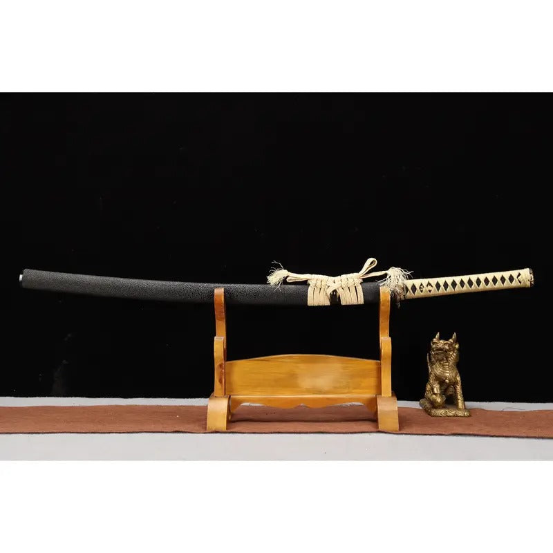 103cm/40.55 Inch Authentic Hand Forged Fish Skin Pattern Steel Covered Earth Burning Blade Hand Sharpened First-class Cloud