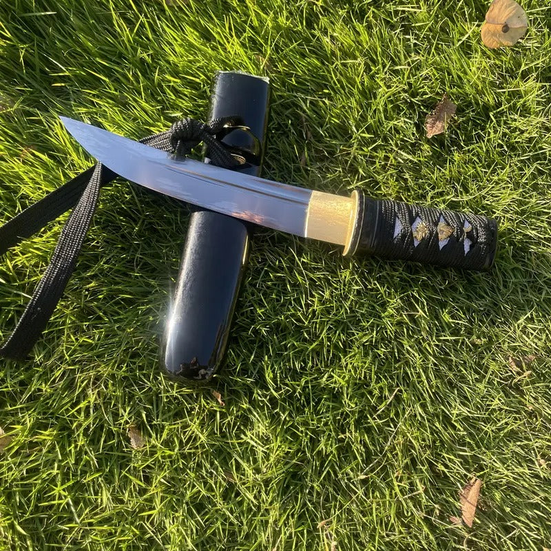 28cm/11.02in High Manganese Steel Copper Set Of Tanto with Black Scabbard And Black Handle