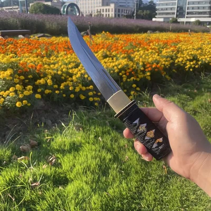 28cm/11.02in High Manganese Steel Copper Set Of Tanto with Black Scabbard And Black Handle