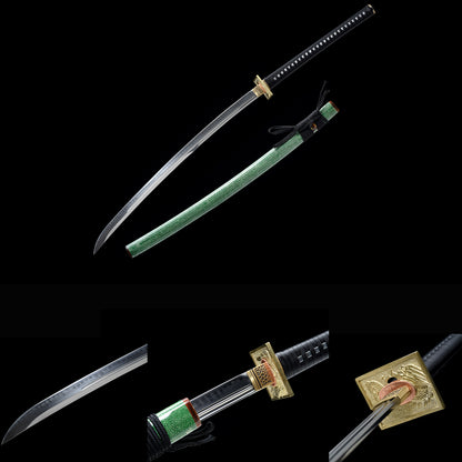 Sakura Zan Katana with Real Hamon | Full Tang Clay Tempered Five-Piece Laminated Steel Genuine Ray Skin Scabbard 105cm