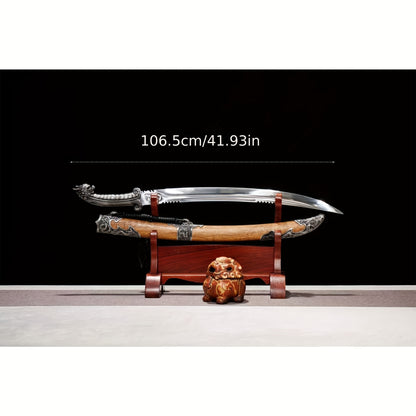 Moyu Tang Dao · Dragon Head Pommel Natural Wood Scabbard (106.5cm)