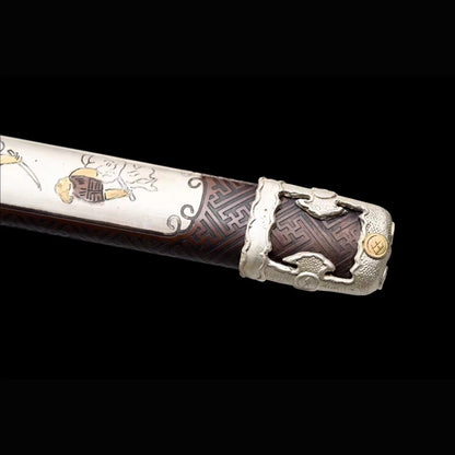 Tokugawa Shogunate Tachi | Full Tang Twisted Dense Ladder Damascus Steel All-Copper Scabbard 120cm