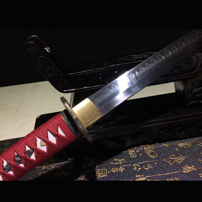 Military Green Katana with Real Hamon | Full Tang Clay Tempered T10 Steel Lacquered Wood Scabbard 104cm
