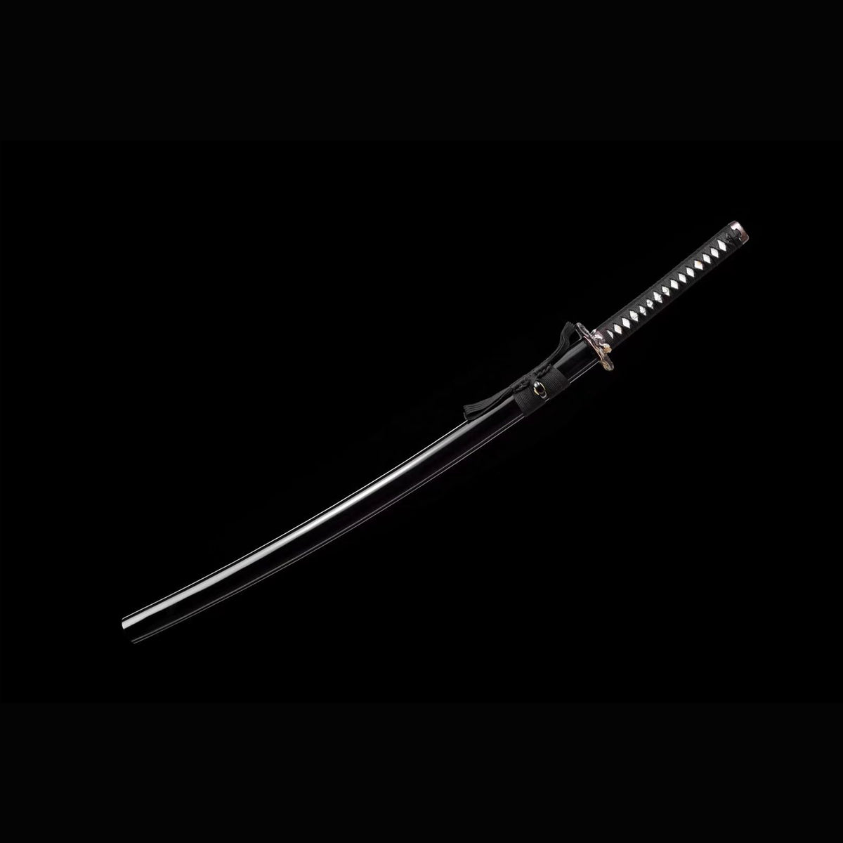 Dragon Plum Katana with Real Hamon | Full Tang Twist Damascus Steel Gold Silver Gilded Copper Fittings Lacquered Wood Scabbard 102cm