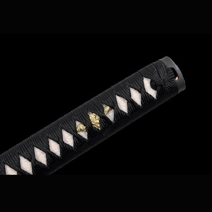 Tamahagane Choji Katana with Real Hamon | Full Tang 18-Stage Polished Black Urushi Scabbard 102cm