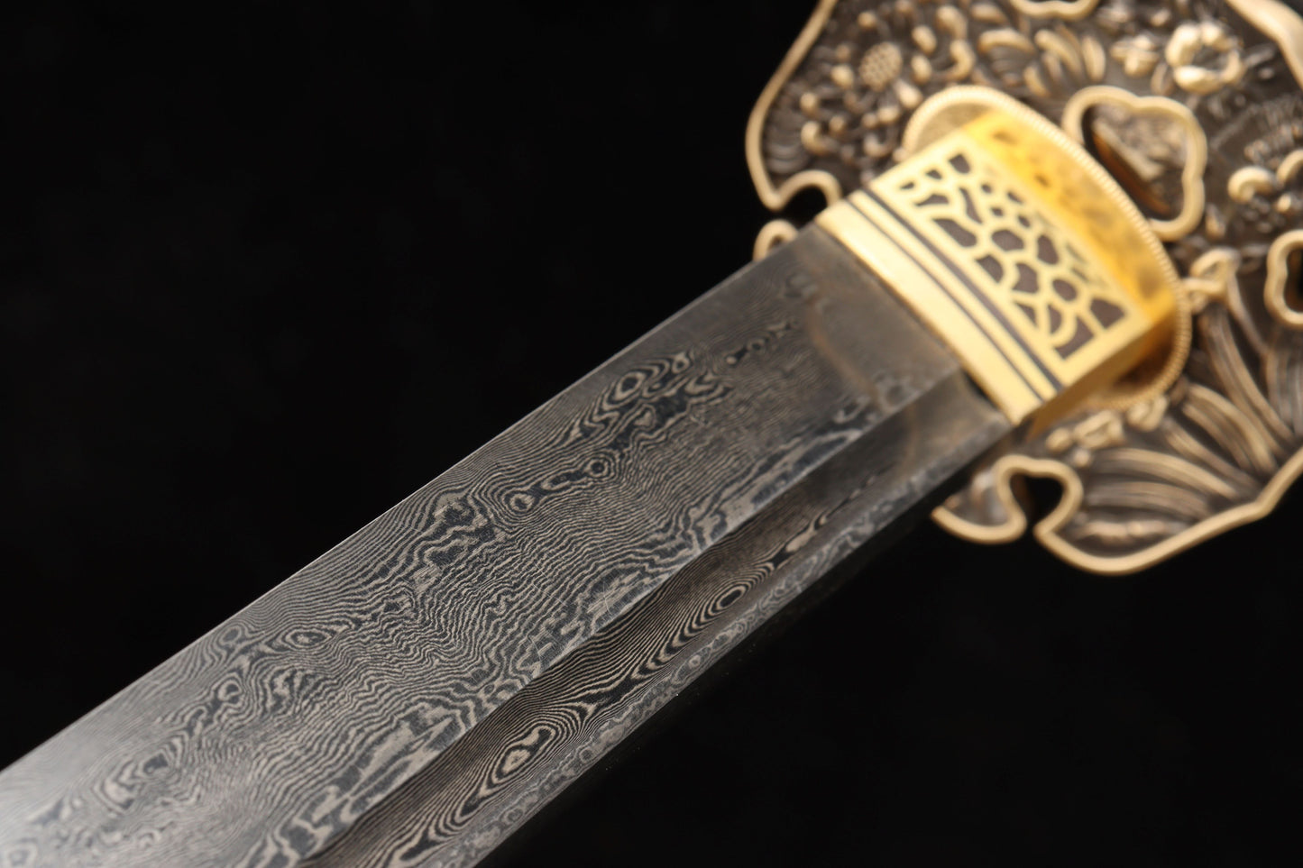 103cm/40.55 inch authentic hand-forged patterned steel copper-clad samurai sword - Flower Language