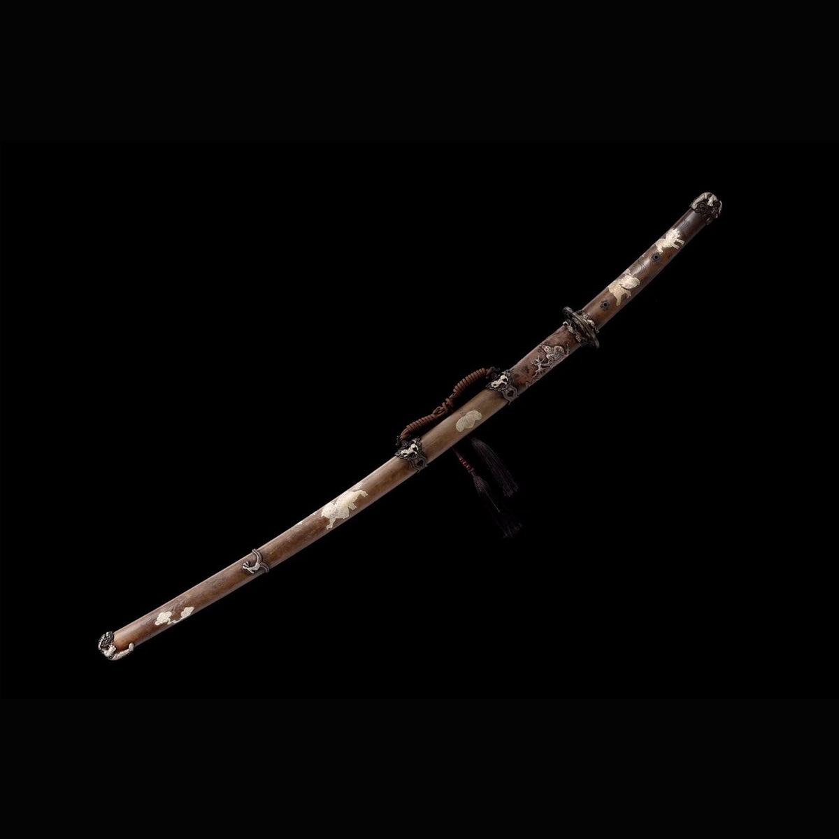 Overlord Tachi with Real Hamon | Full Tang Folded Pattern Steel All-Copper Scabbard 120cm