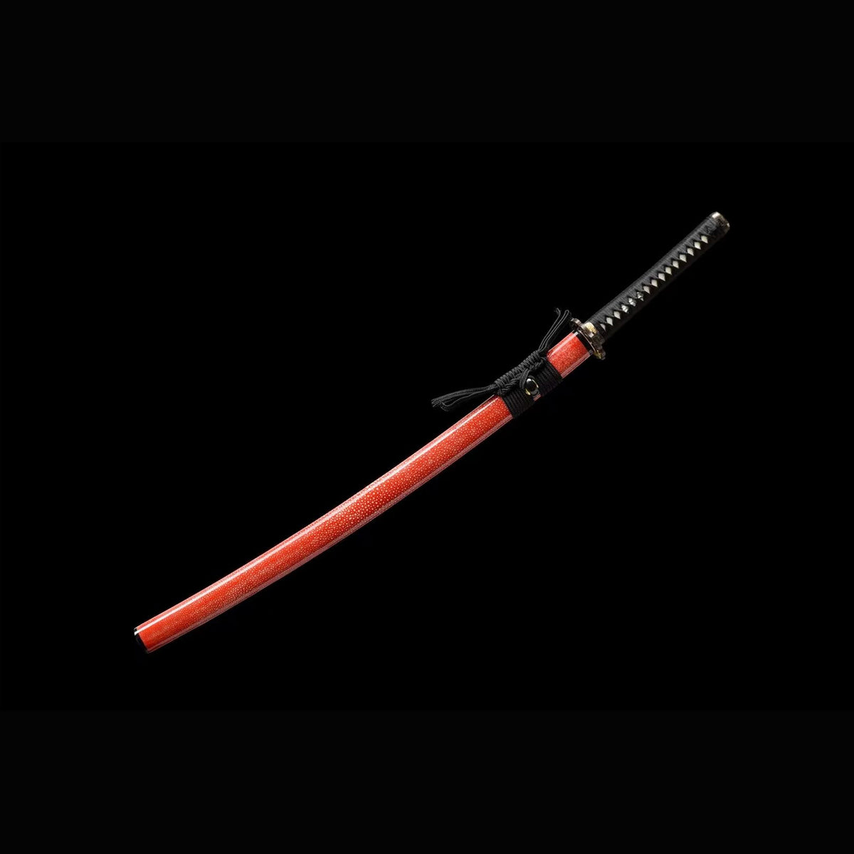 Sea Dragon Katana with Real Hamon | Full Tang Folded Pattern Steel Red Pearl Rayskin Scabbard 103cm