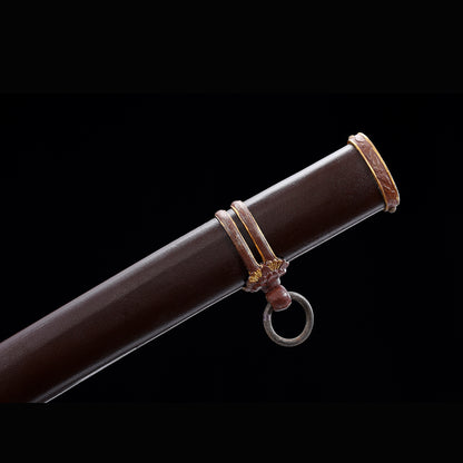 Imperial Officer Tachi with Real Hamon | Full Tang 1095 Steel Lacquered Steel Scabbard 103cm