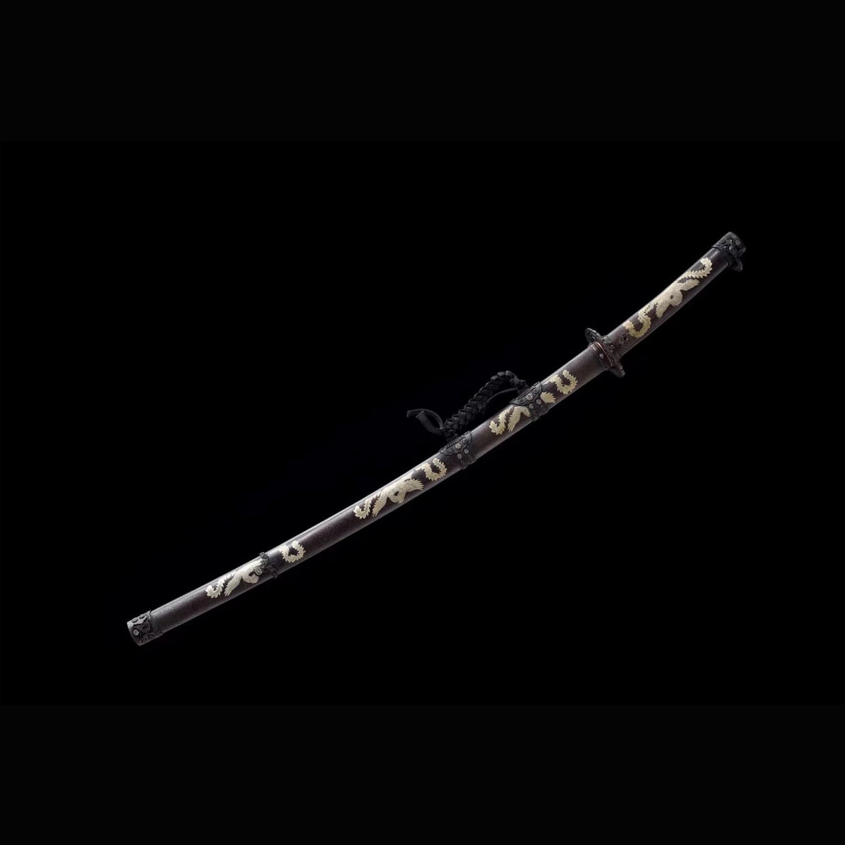 Imperial Auspicious Tachi with Real Hamon | Full Tang Folded Pattern Steel All-Copper Scabbard 103cm