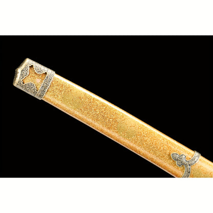 T10 Clay Tempered Tachi · Gold Lacquer Scabbard (103cm)