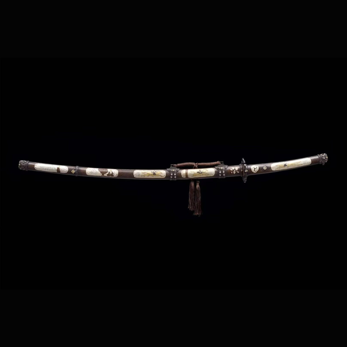 Abundant Cloud Tachi with Real Hamon | Full Tang Laminated Steel All-Copper Scabbard 106cm