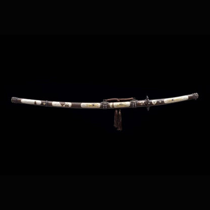Abundant Cloud Tachi with Real Hamon | Full Tang Laminated Steel All-Copper Scabbard 106cm