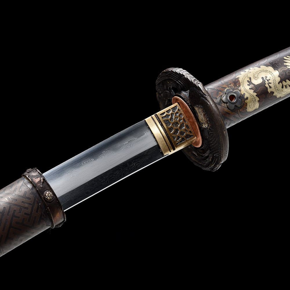 Imperial Sakura Tachi | Clay Tempered Pattern Steel Gilt Gold & Silver Copper Scabbard Collector Sword
